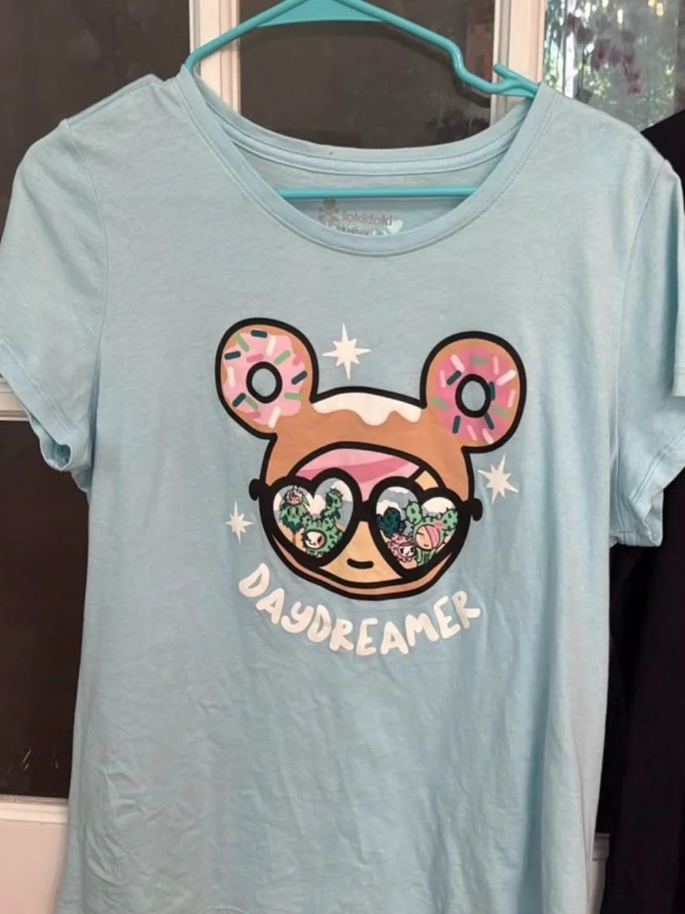 2 shirt combo “Daydreamer' Blue Graphic and Black Top